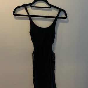 Black cutout mini tie dress